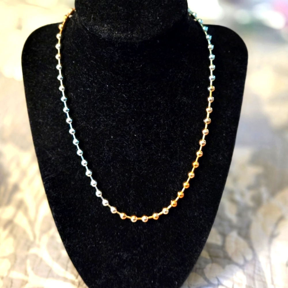 Two-Tone Gold and Silver Beaded Necklace - Women Jewelry Necklaces